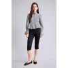Defacto I5191AXBK81 Siyah Pötikare Desenli Peplum Fitted Hakim Yaka Uzun Kollu Gömlek