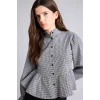 Defacto I5191AXBK81 Siyah Pötikare Desenli Peplum Fitted Hakim Yaka Uzun Kollu Gömlek