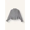 Defacto I5191AXBK81 Siyah Pötikare Desenli Peplum Fitted Hakim Yaka Uzun Kollu Gömlek