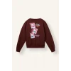 Defacto I5073A8BR162 Bordo Hello Kitty Relaxed Fit Bisiklet Yaka Baskılı Sweatshirt Kız Çocuk