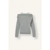 Defacto I2636AXGR210 Gri %100 Pamuk Slim Fit Tek Omuzlu Drape Detaylı Ribana Uzun Kollu Basic Tişört