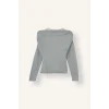 Defacto I2636AXGR210 Gri %100 Pamuk Slim Fit Tek Omuzlu Drape Detaylı Ribana Uzun Kollu Basic Tişört