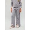 Defacto I7456A8GR127 Gri Wide Leg Paçası Fiyonk Detaylı Triko Pantolon Kız Çocuk