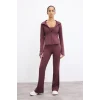 Defacto H5289AXBR93 Bordo Sıcak Tutan Slım Fıt Kapüşonlu İçi Yumuşak Tüylü Fermuarlı Uzun Kollu Sporcu Sweatshirt Hırka
