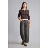 Defacto I2637AXBN340 Kahve Slim Fit Kontrast Polo Yaka Ribana Uzun Kollu Basic Tişört