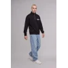 Defacto H3868AXBK81 Siyah Boxy Fit Yarım Fermuarlı Dik Yakalı Baskılı Uzun Kollu Sweatshirt