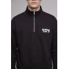 Defacto H3868AXBK81 Siyah Boxy Fit Yarım Fermuarlı Dik Yakalı Baskılı Uzun Kollu Sweatshirt