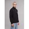 Defacto H3868AXBK81 Siyah Boxy Fit Yarım Fermuarlı Dik Yakalı Baskılı Uzun Kollu Sweatshirt