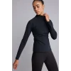 Defacto B0811AXBK81 Siyah Esnek Kumaş Warmtech Standart Fit Dik Yaka Fermuarlı İçi Yumuşak Tüylü Sporcu Uzun Kollu Tişört