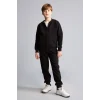 Defacto H2847A8BK81 Siyah Kapüşonlu Basic Fermuarlı Cepli Sweatshirt Hırka Erkek Çocuk