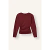 Defacto I8183AXBR477 Bordo %100 Pamuk Dikiş Detaylı Slim Fit Bisiklet Yaka Uzun Kollu Basic Tişört