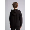 Defacto H2847A8BK81 Siyah Kapüşonlu Basic Fermuarlı Cepli Sweatshirt Hırka Erkek Çocuk