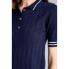 Defacto D9007AXNV131 Lacivert Kısa Kollu Fitilli Polo Yaka Basic Kazak