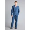 Defacto I2466AXNV164 Lacivert %100 Pamuk Regular Fit Mikro Desenli Uzun Kollu 2li Pijama Takımı
