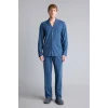 Defacto I2466AXNV164 Lacivert %100 Pamuk Regular Fit Mikro Desenli Uzun Kollu 2li Pijama Takımı