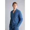 Defacto I2466AXNV164 Lacivert %100 Pamuk Regular Fit Mikro Desenli Uzun Kollu 2li Pijama Takımı