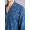 Defacto I2466AXNV164 Lacivert %100 Pamuk Regular Fit Mikro Desenli Uzun Kollu 2li Pijama Takımı