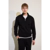 Defacto X7405AZBK81 Siyah Regular Fit Dik Yaka Yarım Fermuarlı Basic Sweatshirt