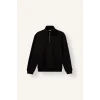 Defacto X7405AZBK81 Siyah Regular Fit Dik Yaka Yarım Fermuarlı Basic Sweatshirt