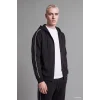 Defacto H4428AXBK81 Siyah Boxy Fit Şerit Detaylı Kapüşonlu Fermuarlı Basic Sweatshirt Hırka
