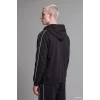 Defacto H4428AXBK81 Siyah Boxy Fit Şerit Detaylı Kapüşonlu Fermuarlı Basic Sweatshirt Hırka