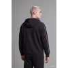 Defacto H4428AXBK81 Siyah Boxy Fit Şerit Detaylı Kapüşonlu Fermuarlı Basic Sweatshirt Hırka