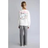 Defacto I3549A8ER105 Ekru Cinnamoroll Baskılı Relaxed Fit Bisiklet Yaka Sweatshirt Kız Çocuk
