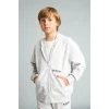 Defacto H9681A8GR400 Gri Baskılı Kapüşonlu Fermuarlı Cepli Sweatshirt Hırka Erkek Çocuk