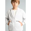 Defacto H9681A8GR400 Gri Baskılı Kapüşonlu Fermuarlı Cepli Sweatshirt Hırka Erkek Çocuk