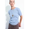 Defacto I2833AXBE771 Mavi Fitted Bisiklet Yaka Kısa Kollu Fitilli Triko Basic Kazak