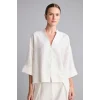 Defacto I8515AXWT32 Beyaz Oversize Hakim Yaka Brit Düğmeli Uzun Kollu Basic Bluz
