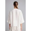 Defacto I8515AXWT32 Beyaz Oversize Hakim Yaka Brit Düğmeli Uzun Kollu Basic Bluz