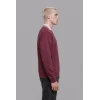 Defacto H8778AXBR170 Bordo %100 Pamuk Boxy Fit Çizgili Polo Yaka Baskılı Waffle Sweatshirt