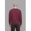 Defacto H8778AXBR170 Bordo %100 Pamuk Boxy Fit Çizgili Polo Yaka Baskılı Waffle Sweatshirt