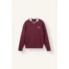 Defacto H8778AXBR170 Bordo %100 Pamuk Boxy Fit Çizgili Polo Yaka Baskılı Waffle Sweatshirt