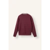 Defacto H8778AXBR170 Bordo %100 Pamuk Boxy Fit Çizgili Polo Yaka Baskılı Waffle Sweatshirt
