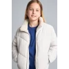 Defacto H8014A8ER37 Ekru Oversize Peluş Yaka İçi Detaylı Kapitone Fermuarlı Şişme Mont Kız Çocuk