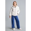 Defacto H8014A8ER37 Ekru Oversize Peluş Yaka İçi Detaylı Kapitone Fermuarlı Şişme Mont Kız Çocuk