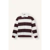 Defacto F0857AXBR150 Bordo Boxy Fit Rahat Kesim Polo Yaka Düğmeli Çizgili Sweatshirt