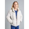Defacto H8014A8ER37 Ekru Oversize Peluş Yaka İçi Detaylı Kapitone Fermuarlı Şişme Mont Kız Çocuk
