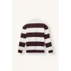 Defacto F0857AXBR150 Bordo Boxy Fit Rahat Kesim Polo Yaka Düğmeli Çizgili Sweatshirt