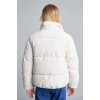 Defacto H8014A8ER37 Ekru Oversize Peluş Yaka İçi Detaylı Kapitone Fermuarlı Şişme Mont Kız Çocuk