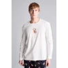 Defacto I3176AXER98 Ekru %100 Pamuk Regular Fit Baskılı Uzun Kollu 2li Pijama Takımı