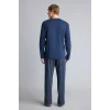 Defacto I2490AXNV135 Lacivert %100 Pamuk New Regular Fit Henley Yaka Cepli Uzun Kollu 2li Pijama Takımı