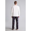 Defacto I3176AXER98 Ekru %100 Pamuk Regular Fit Baskılı Uzun Kollu 2li Pijama Takımı