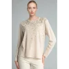 Defacto E9895AXBG322 Bej Regular Fit Bisiklet Yaka Desenli Uzun Kollu Tişört
