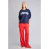 Defacto I6356AXNV241 Lacivert %100 Pamuk Oversize Bisiklet Yaka Boston Baskılı Sweatshirt