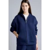Defacto H5571AXNV241 Lacivert Relaxed Fit Kapüşonlu Fermuarlı Cepli Skuba Kumaş Basic Sweatshirt Hırka