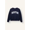 Defacto I6356AXNV241 Lacivert %100 Pamuk Oversize Bisiklet Yaka Boston Baskılı Sweatshirt