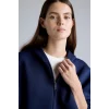 Defacto H5571AXNV241 Lacivert Relaxed Fit Kapüşonlu Fermuarlı Cepli Skuba Kumaş Basic Sweatshirt Hırka